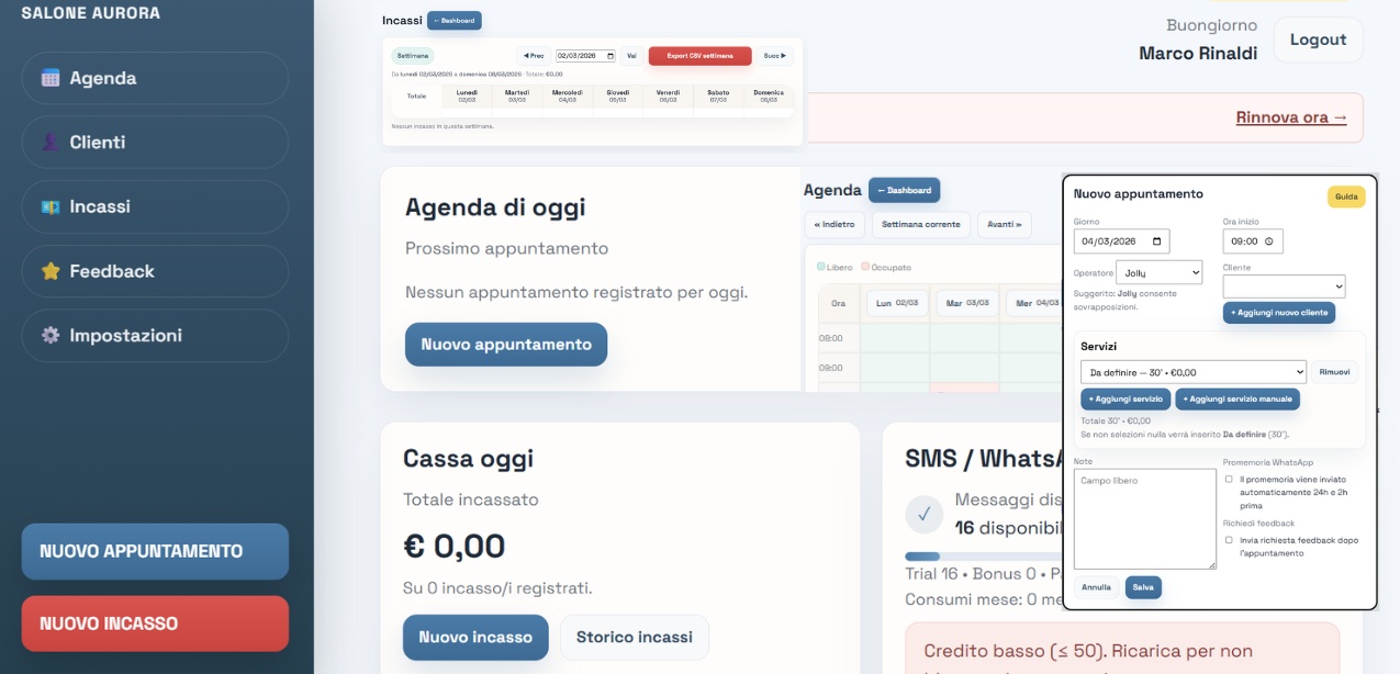 Anteprima dashboard di GestioneFacile.pro